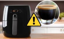friggitrice, caffè e simbolo allerta